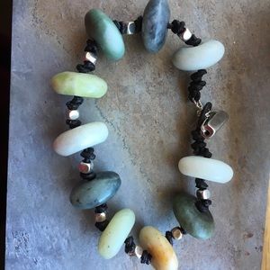 Gemstone Leather Bracelet/Handmade